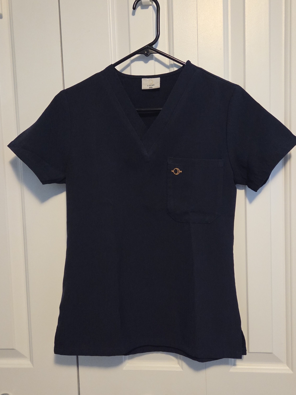 Navy V-Neck Women's Scrub Top with Pocket